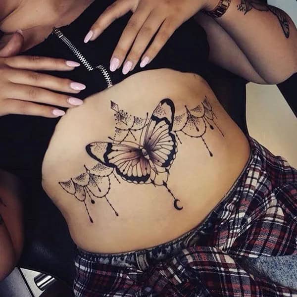 Butterfly Underboob Tattoo