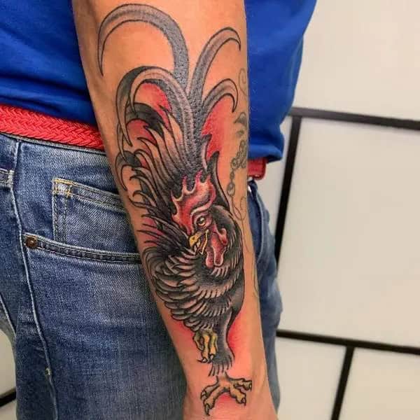 Black Rooster Tattoo