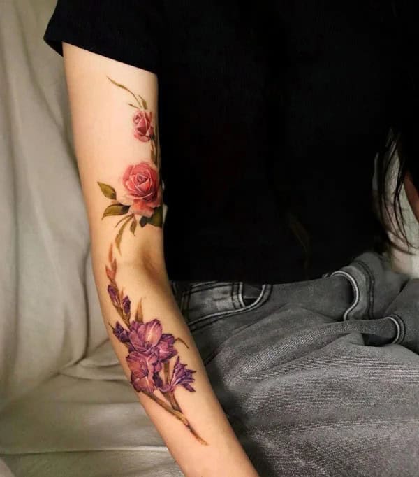 Gladiolus and Rose Tattoo