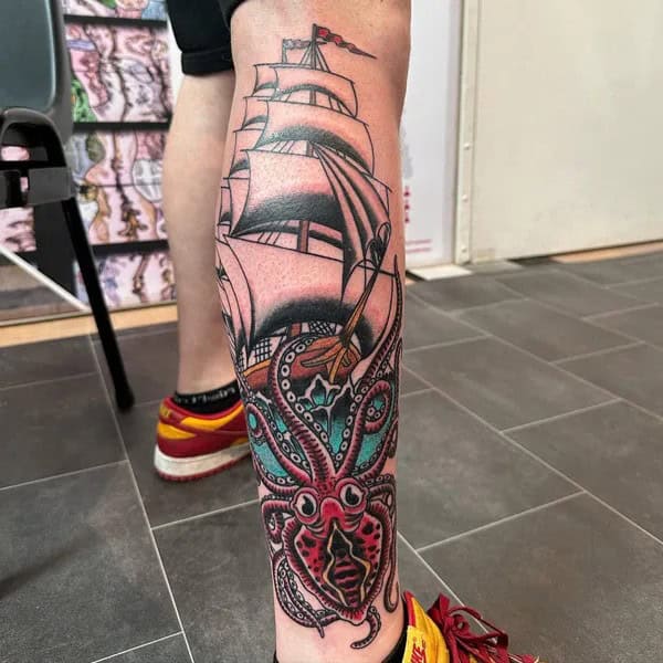 Kraken Ship Tattoo