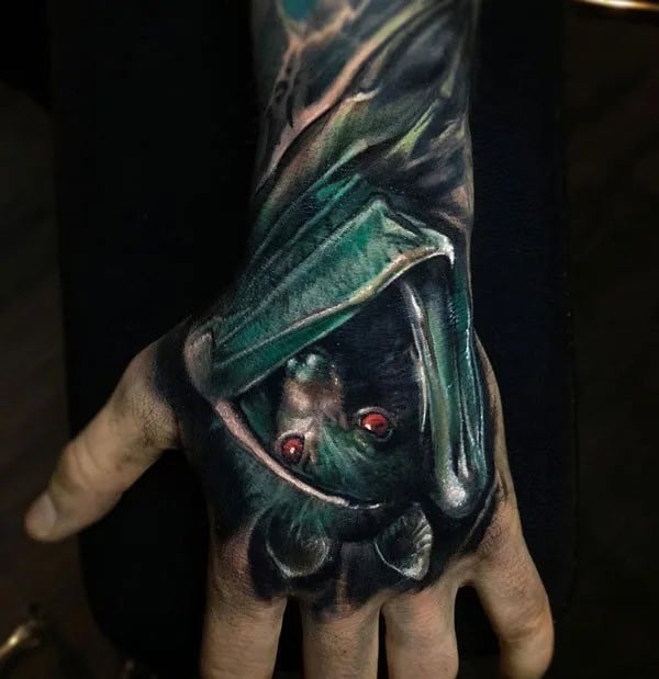 Bat Tattoo On Hand