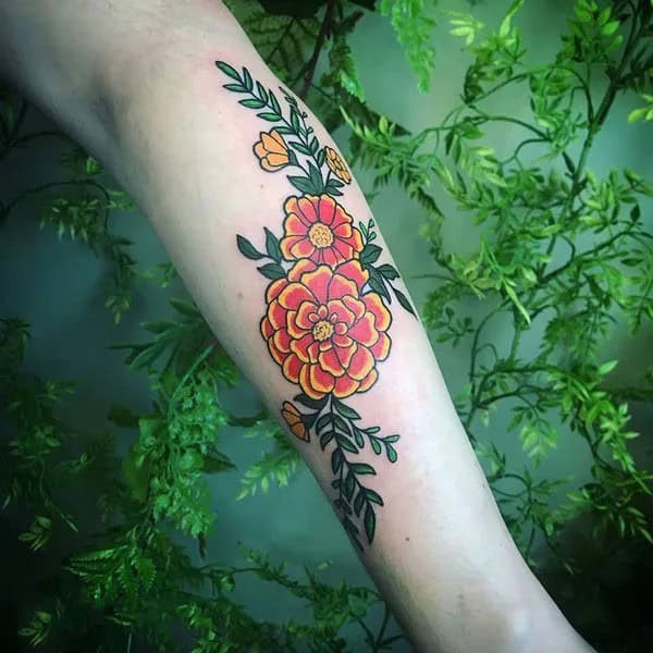 Marigold Sleeve Tattoo