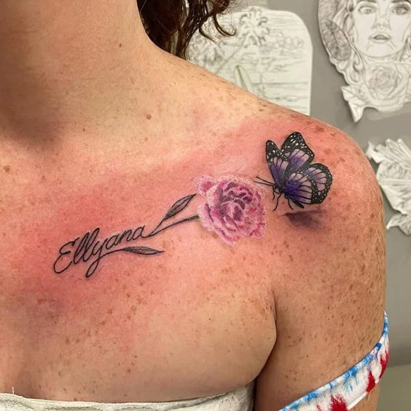 Carnation Tattoo with Name