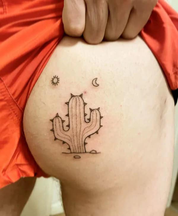 Cactus Tattoo on Butt