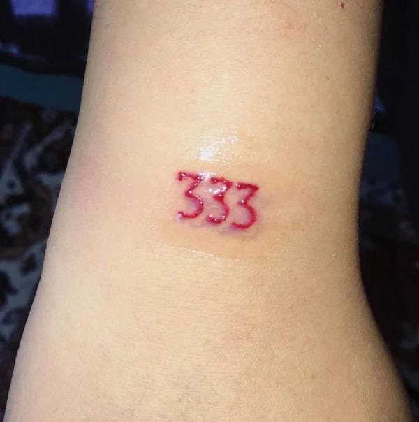 333 Behind The Neck Tattoo