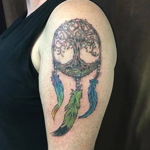 Family Tree Dreamcatcher Tattoo