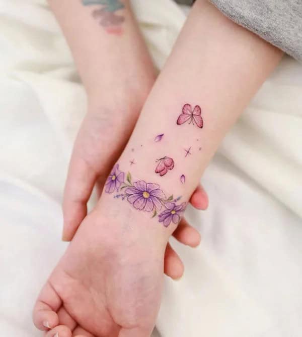 Cosmos Flower Wrist Tattoo