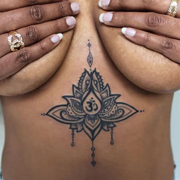 Lotus Sternum Tattoo