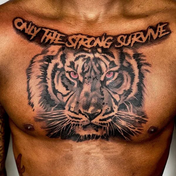 “Only The Strong Survive” Tiger Tattoo