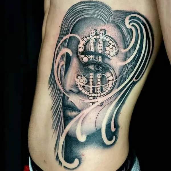 Chicano Dollar Sign Tattoo