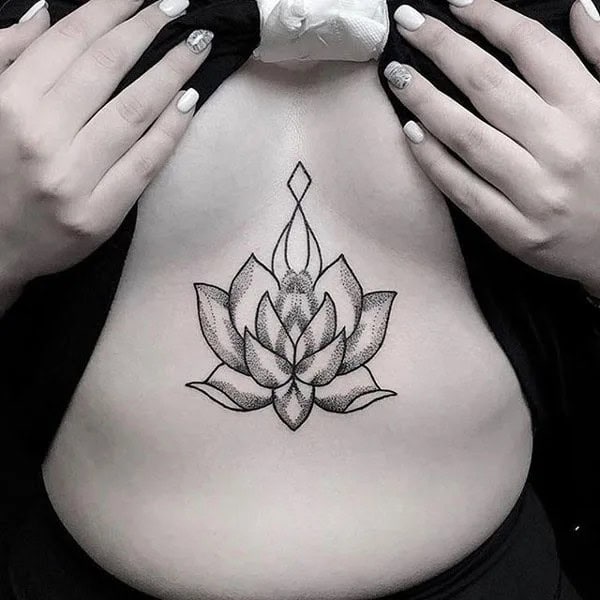 Lotus Sternum Tattoo