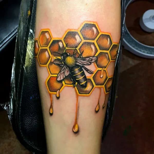 Bee and Honeycomb Tattoo