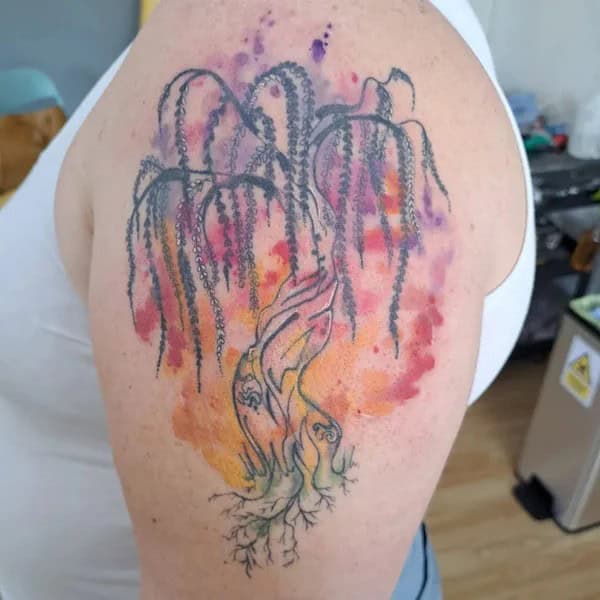 Watercolor Willow Tree Tattoo