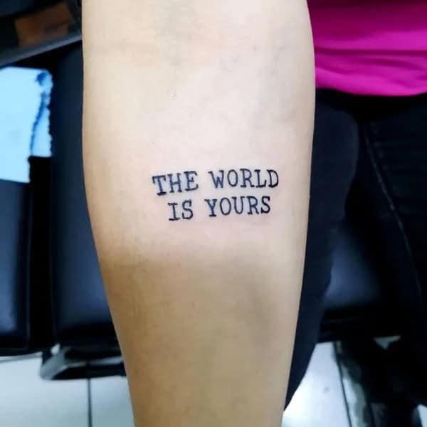 “The World Is Yours” Finger Tattoo