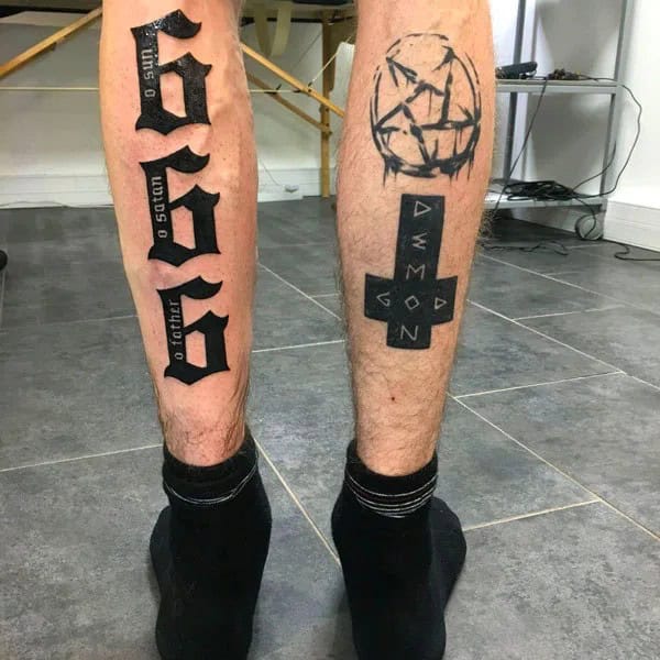 666 Leg Tattoo