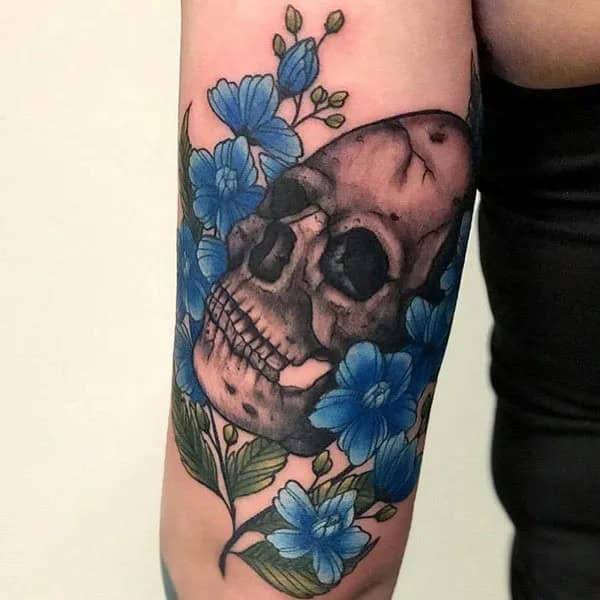 Larkspur and Skull Tattoo