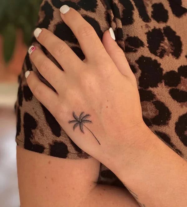 Palm Tree Hand Tattoo