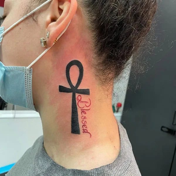 Ankh Tattoo on Neck