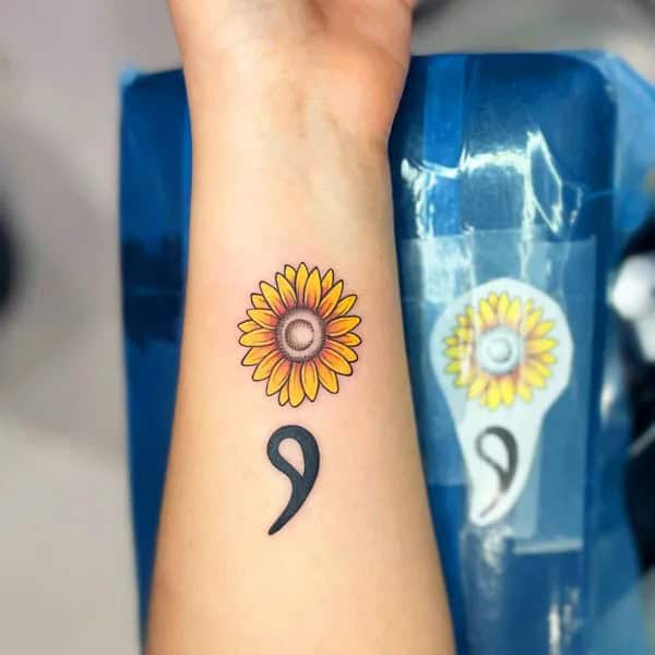 Sunflower Semicolon Tattoo