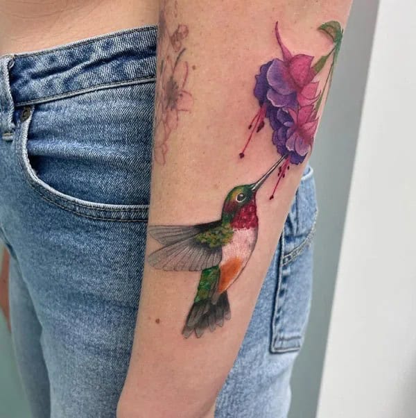 Ruby Throated Hummingbird Tattoo