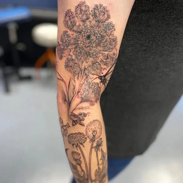 Mens Flower Sleeve Tattoo