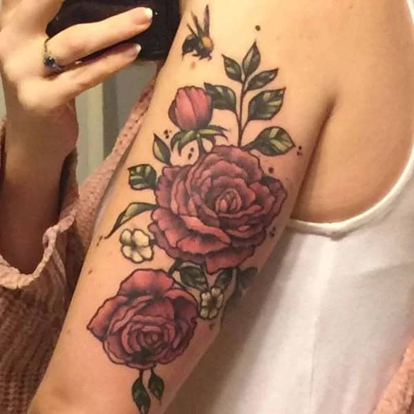 Rose and Bee Tattoo