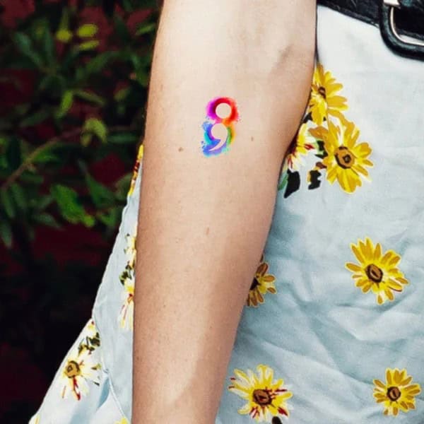 Semicolon Watercolor Tattoos