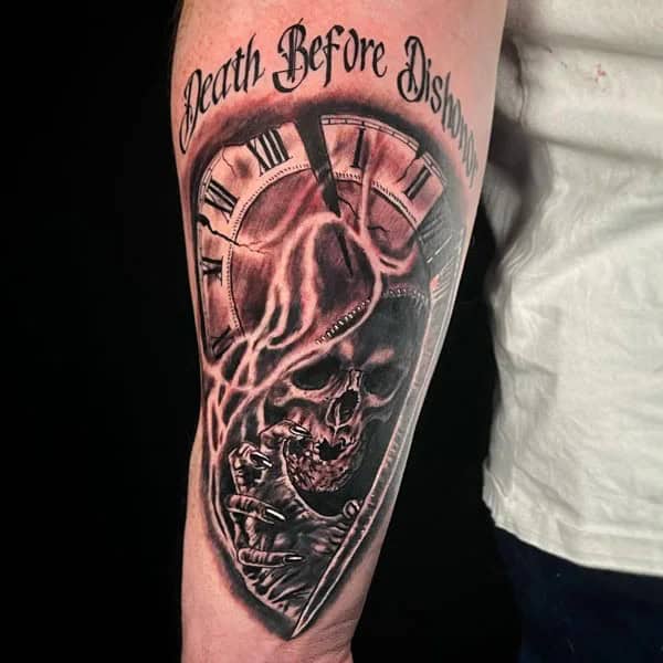 Death Before Dishonour Bicep Tattoo