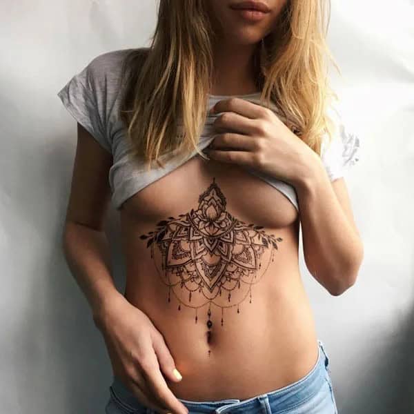 Lotus Sternum Tattoo