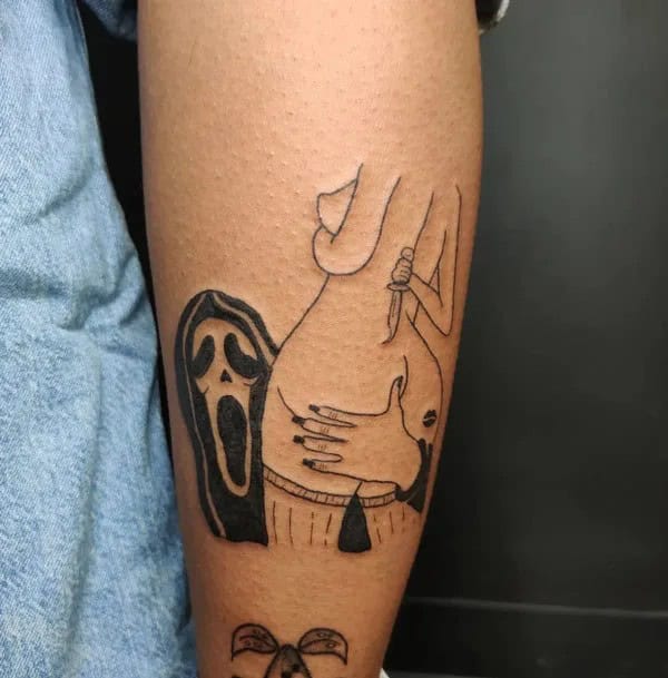 Naked Women Ghostface Tattoo