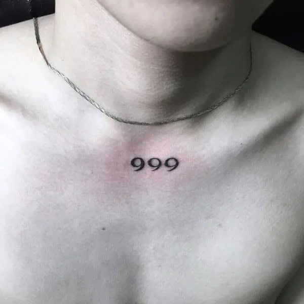 999 Tattoo On Chest