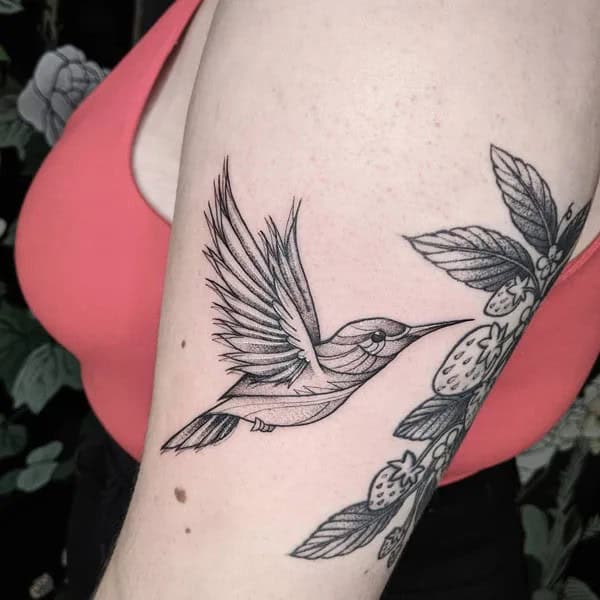 Black and White Hummingbird Tattoo