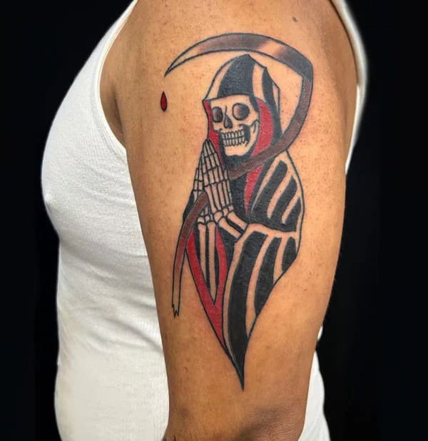 Grim Reaper Praying Tattoo