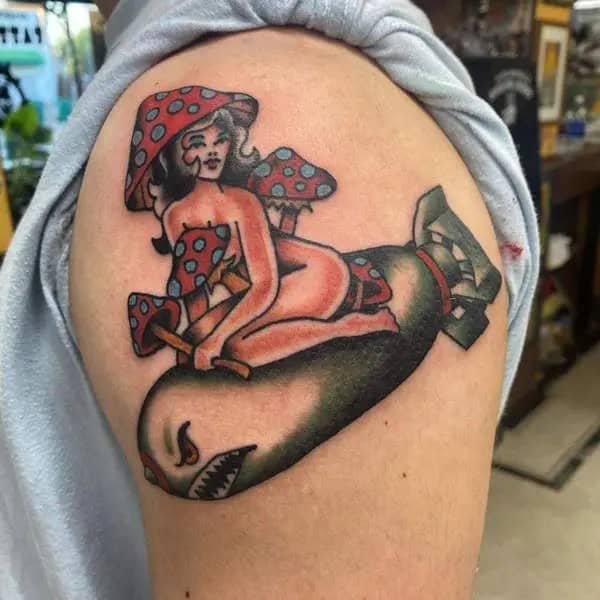 Mushroom Pin-Up Tattoo