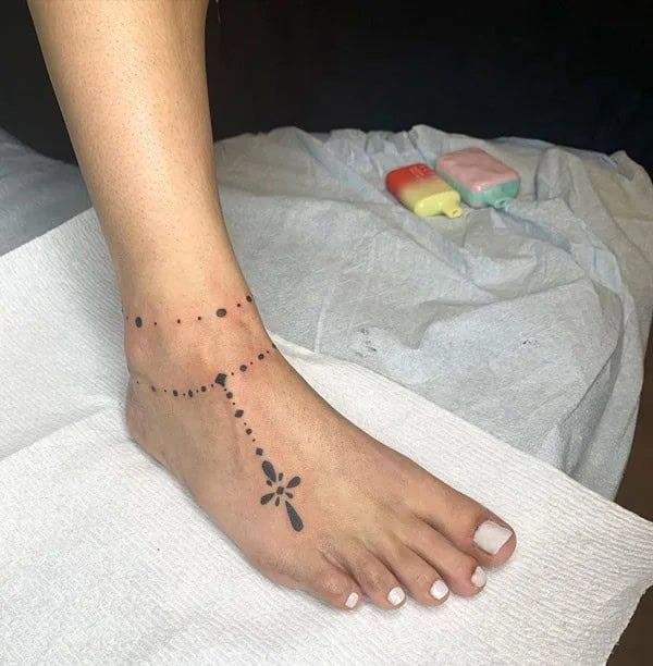 Rosary Tattoo On Foot