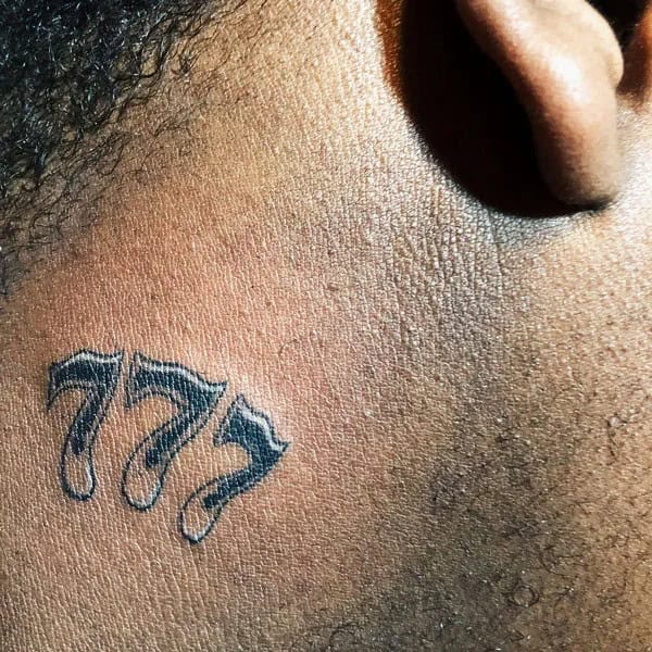 Behind the ear 777 Tattoo