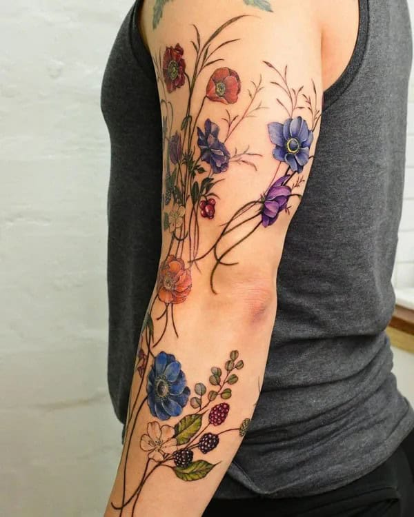 Wildflower Sleeve Tattoo