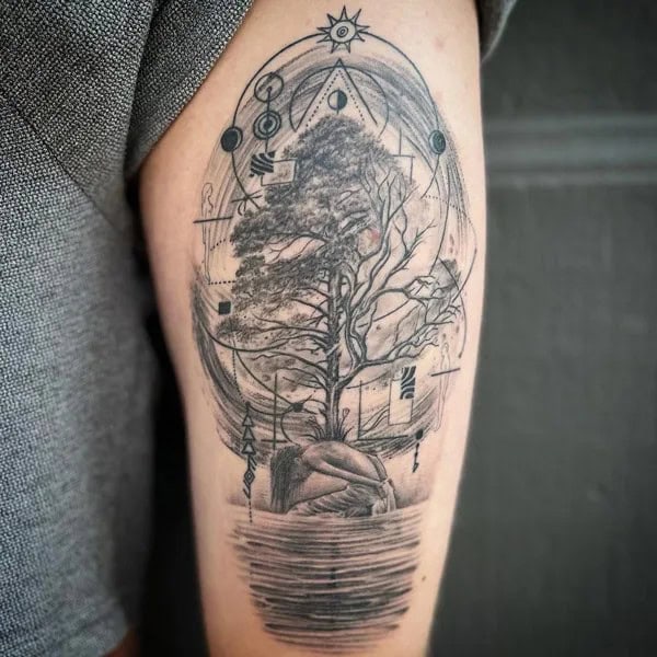 Geometric Tree Of Life Tattoo