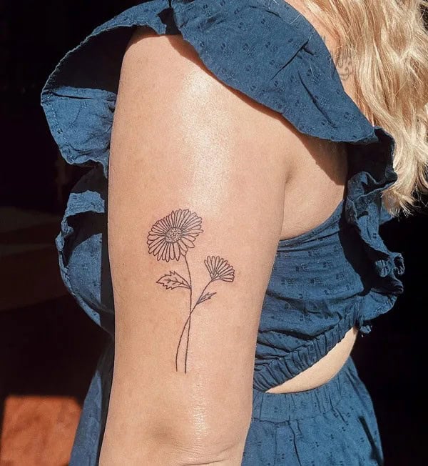 September Birth Flower Outline Tattoo