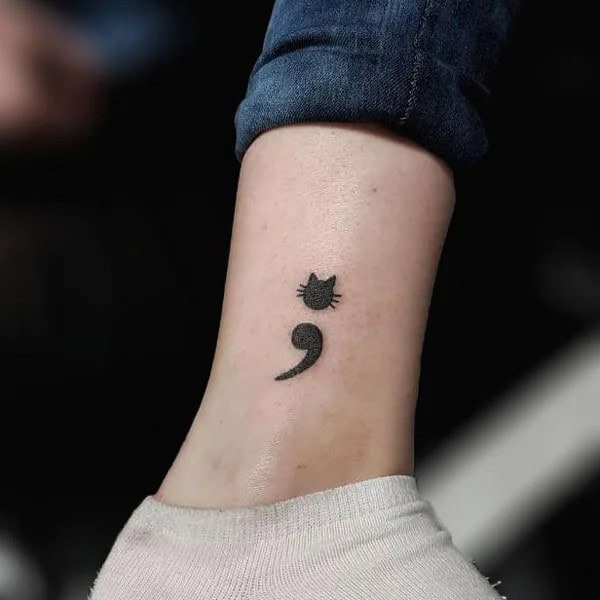 Cat Semicolon Tattoo