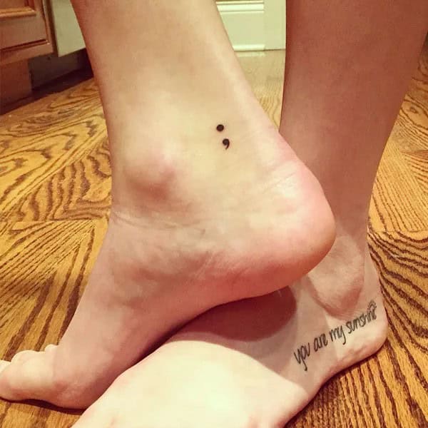 Semicolon Tattoo on Ankle