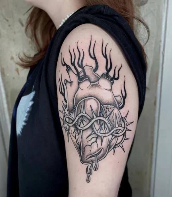 Sacred Heart Arm Tattoo