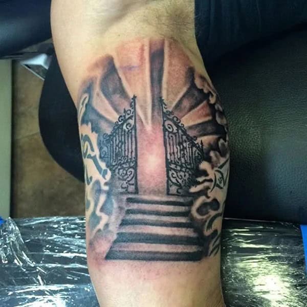 Gates of Heaven Bicep Tattoo