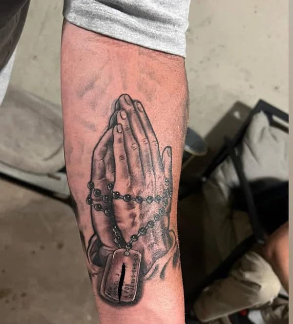 Rosary Praying Hands Tattoo