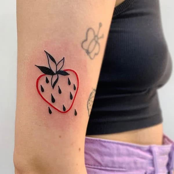 Strawberry Outline Tattoo