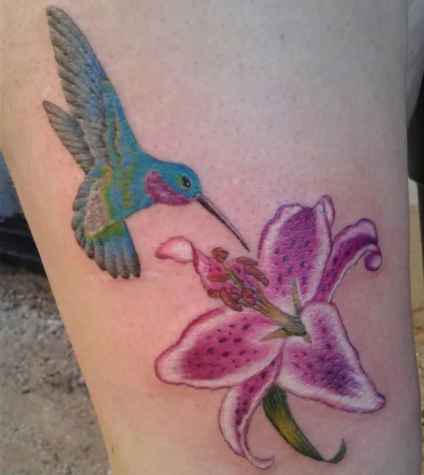 Hummingbird Flower Tattoo