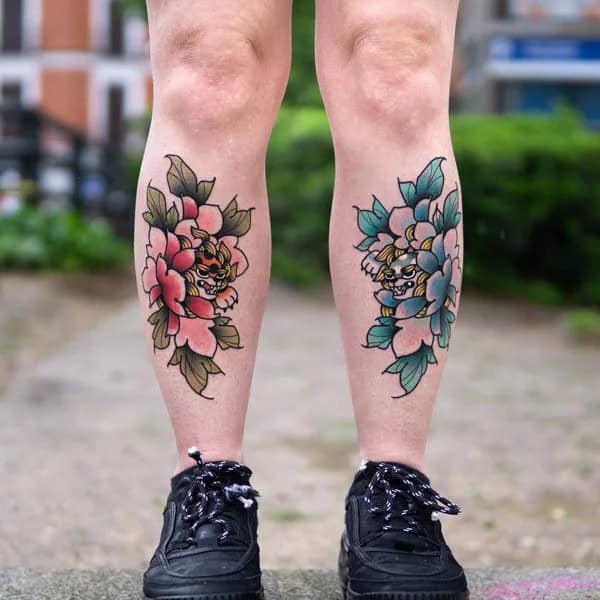 November Birth Flower Tattoo on Leg