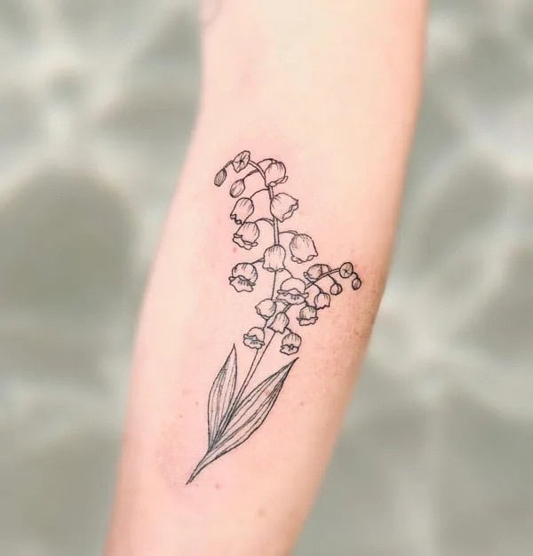 Black and White Lily of The Valley Tattoo