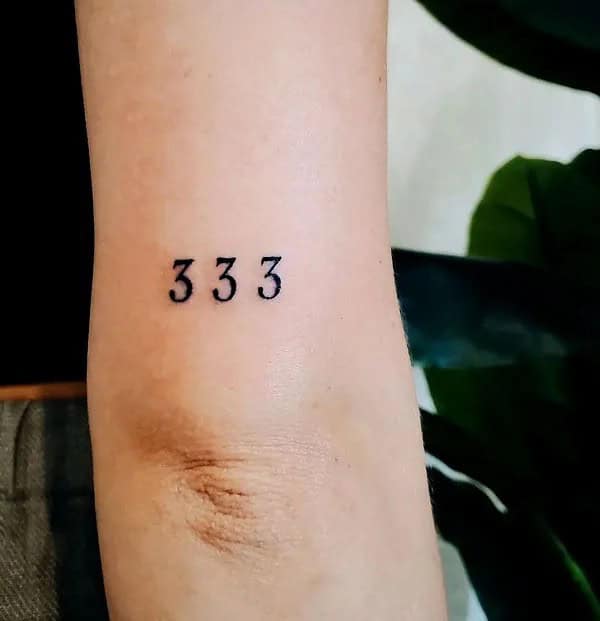 333 Behind The Neck Tattoo