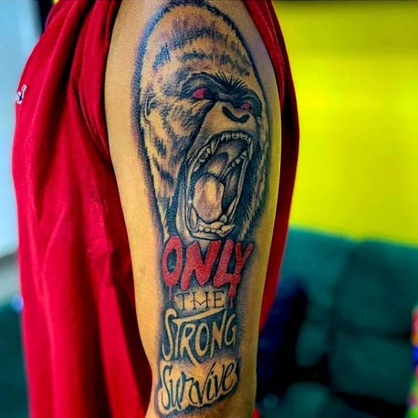 “Only The Strong Survive” Gorilla/Ape Tattoo